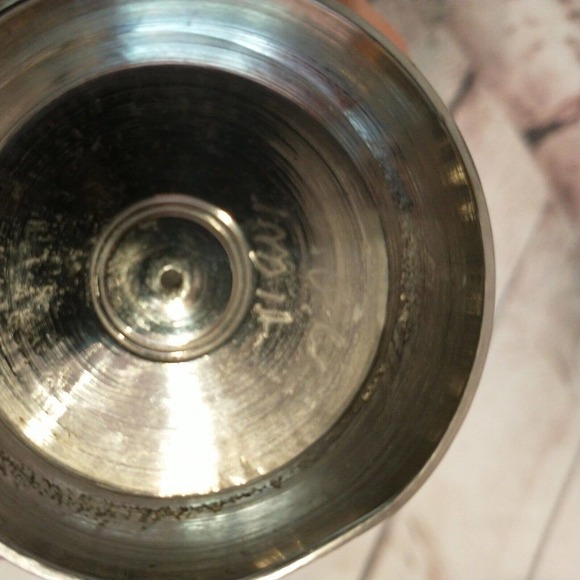 Etched flower Bud Vase Silver Color By W.G.C. India 11 inches - Picture 6 of 6